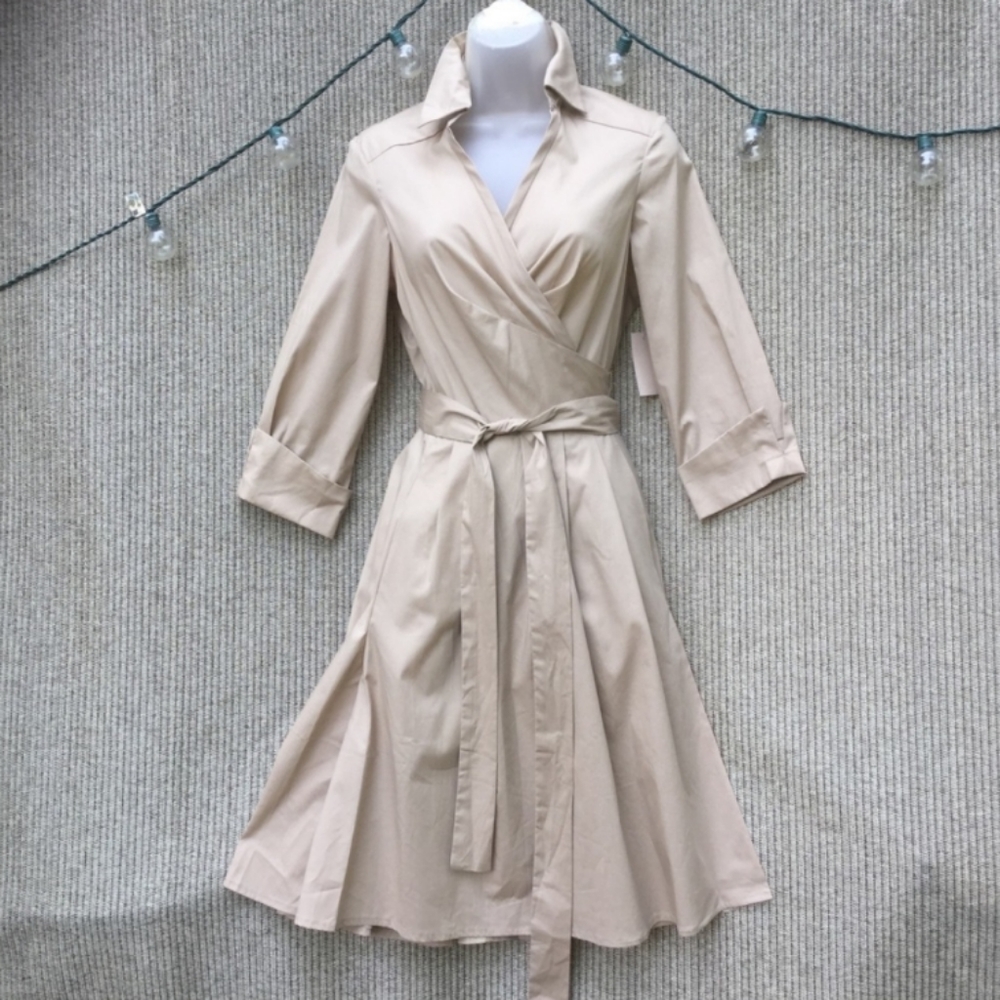 Tan / Camel Shirtwaist Wrap Dress Vintage